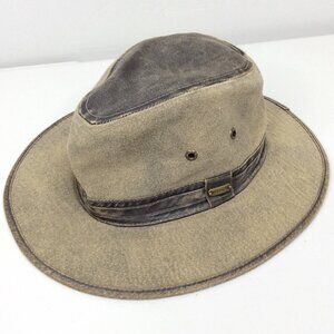 Stetson Long Trail Traveler Hat Medium Weathered Cotton Canvas Safari Brown